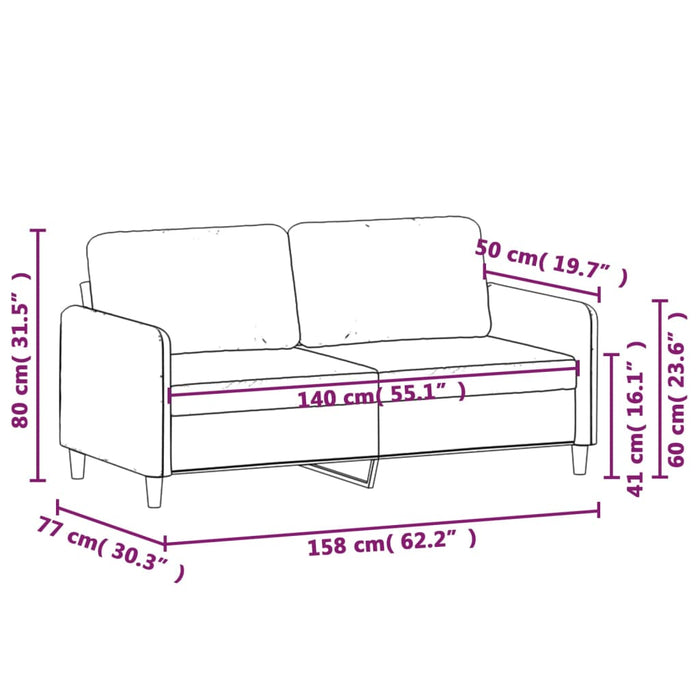 Canapea cu 2 locuri, roz, 140 cm, catifea - WALTI WALTI