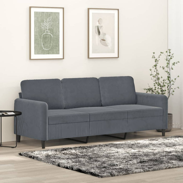 Canapea cu 3 locuri, gri închis, 180 cm, material catifea WALTI