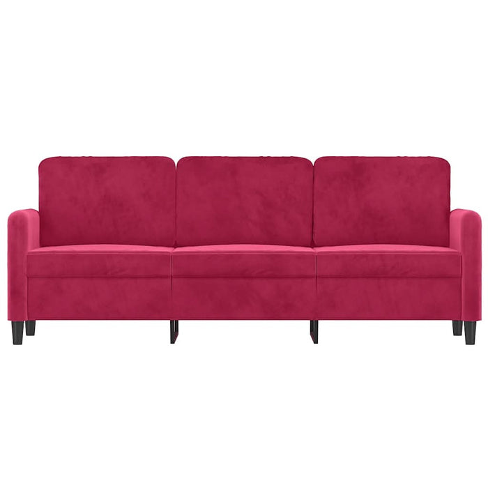 Canapea cu 3 locuri, roșu vin, 180 cm, material catifea - WALTI WALTI