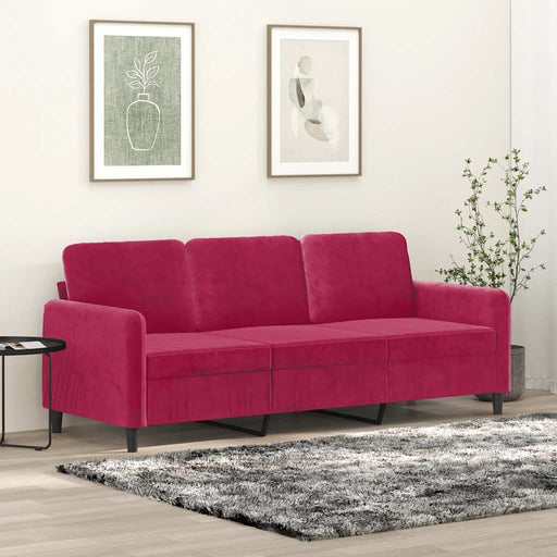 Canapea cu 3 locuri, roșu vin, 180 cm, material catifea - WALTI WALTI