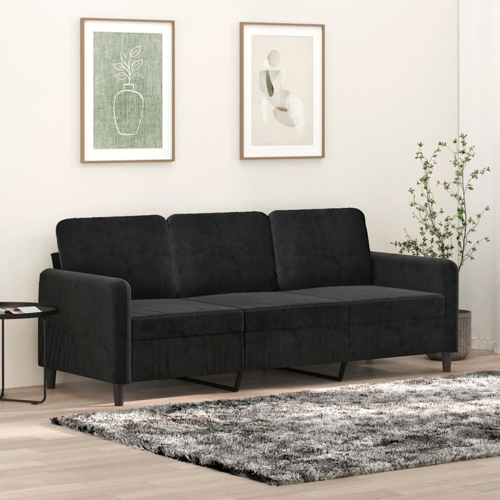 Canapea cu 3 locuri, Negru, 180 cm, catifea - WALTI WALTI