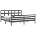 Cadru pat cu tăblie 200x200 cm, gri, lemn masiv - WALTI WALTI