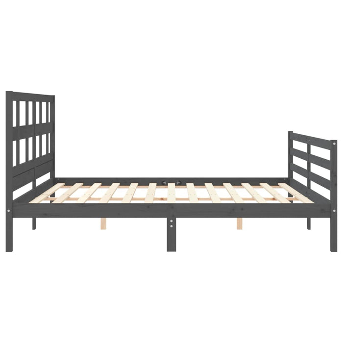 Cadru pat cu tăblie 200x200 cm, gri, lemn masiv - WALTI WALTI