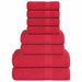 Set prosoape 8 piese rosu 360 g/m² 100% bumbac - WALTI WALTI
