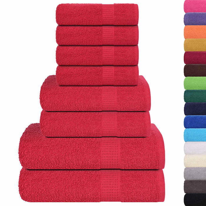 Set prosoape 8 piese rosu 360 g/m² 100% bumbac - WALTI WALTI
