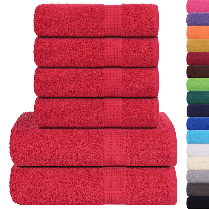 Set prosoape 6 piese rosu 360 g/m² 100% bumbac - WALTI WALTI