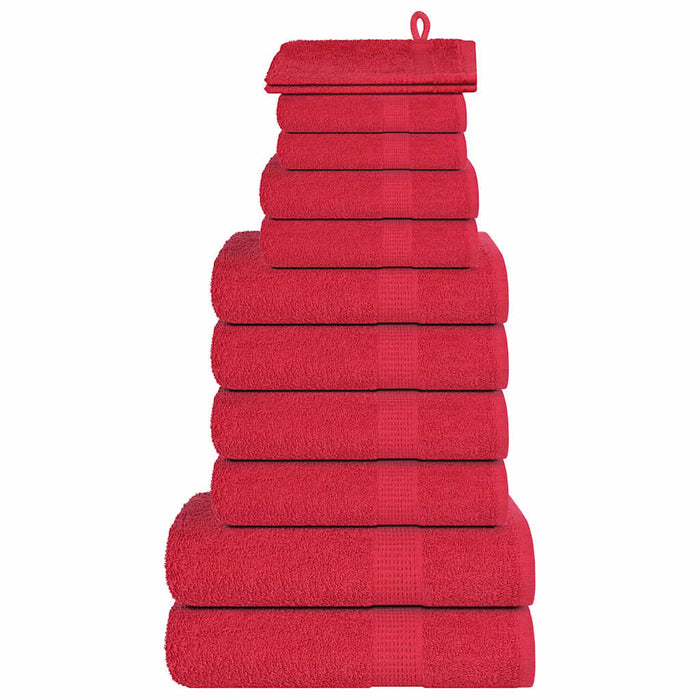 Set prosoape 12 piese rosu 360 g/m² 100% bumbac - WALTI WALTI