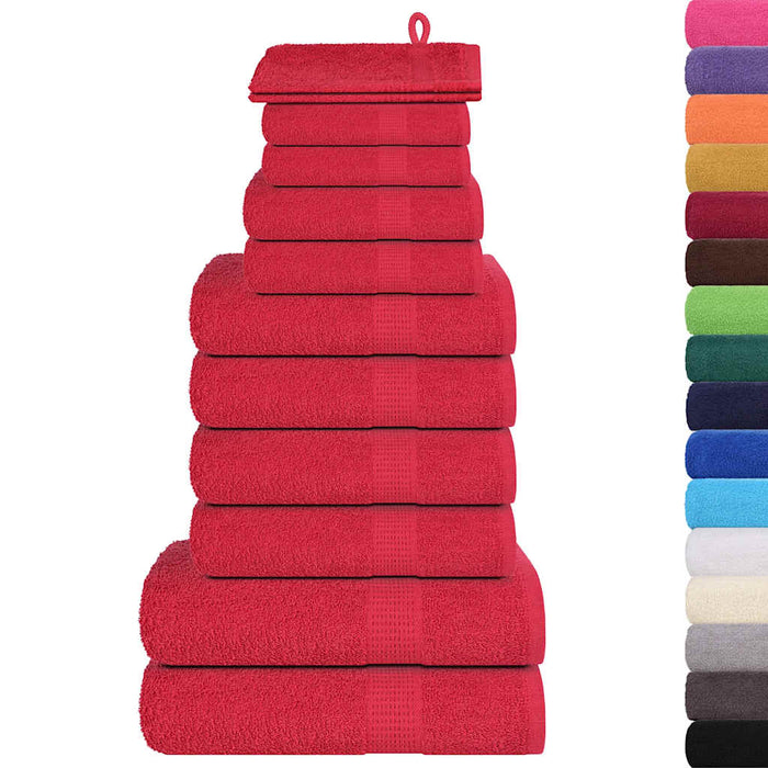Set prosoape 12 piese rosu 360 g/m² 100% bumbac - WALTI WALTI