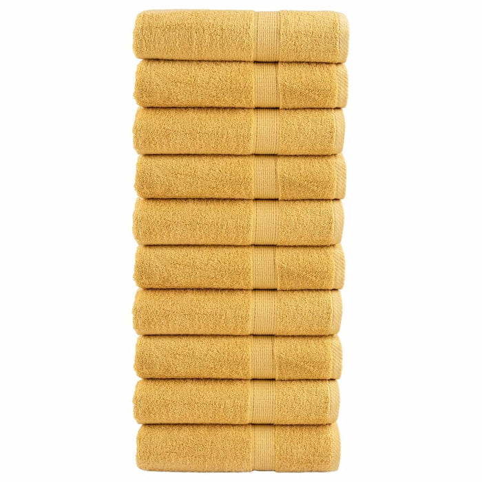 Prosoape de baie premium, SOLUND 10 buc auriu 100x150cm 600gsm WALTI