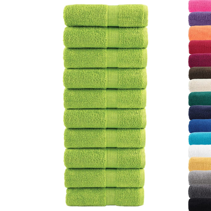 Prosoape de baie premium SOLUND, 10 buc., verde măr, 30x30 cm, 600 g/m² WALTI