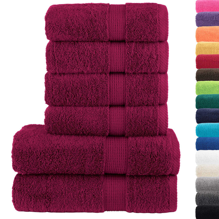 Set de prosoape premium SOLUND, 6 piese, bordo, 600 g/m² WALTI