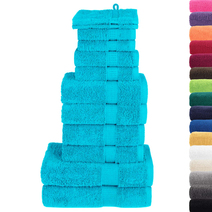Set de prosoape premium SOLUND, 12 piese, turcoaz, 600 g/m² - WALTI WALTI