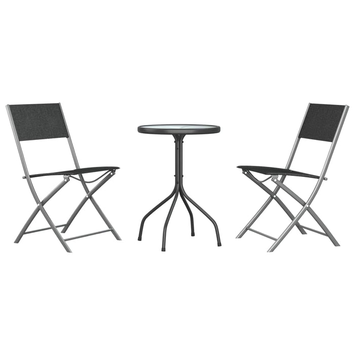 Set mobilier de grădină, 3 piese, negru, oțel WALTI