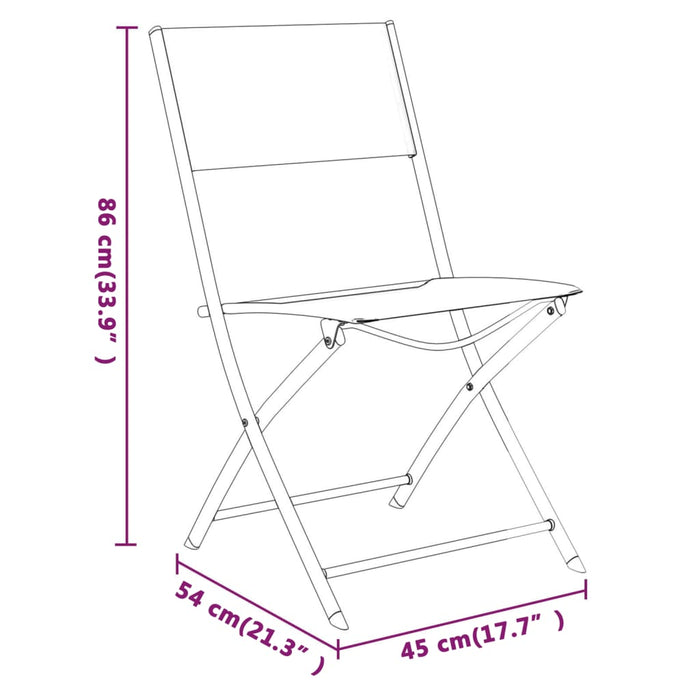 Set mobilier de grădină, 3 piese, negru, oțel WALTI