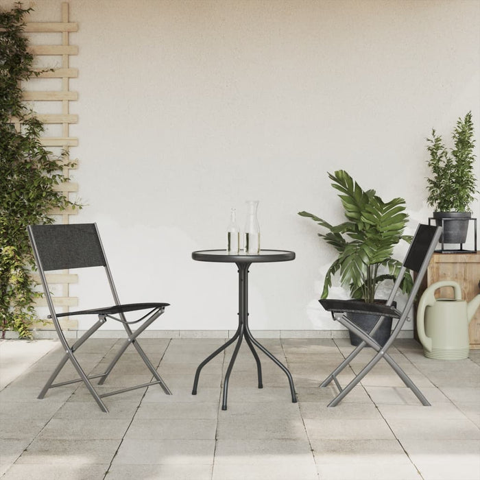 Set mobilier de grădină, 3 piese, negru, oțel WALTI