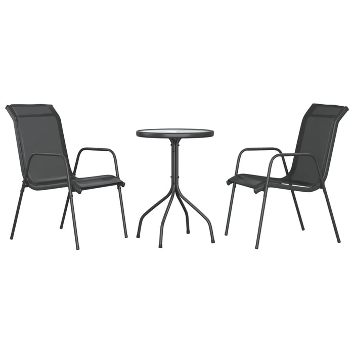Set mobilier de grădină, 3 piese, negru, oțel - WALTI WALTI