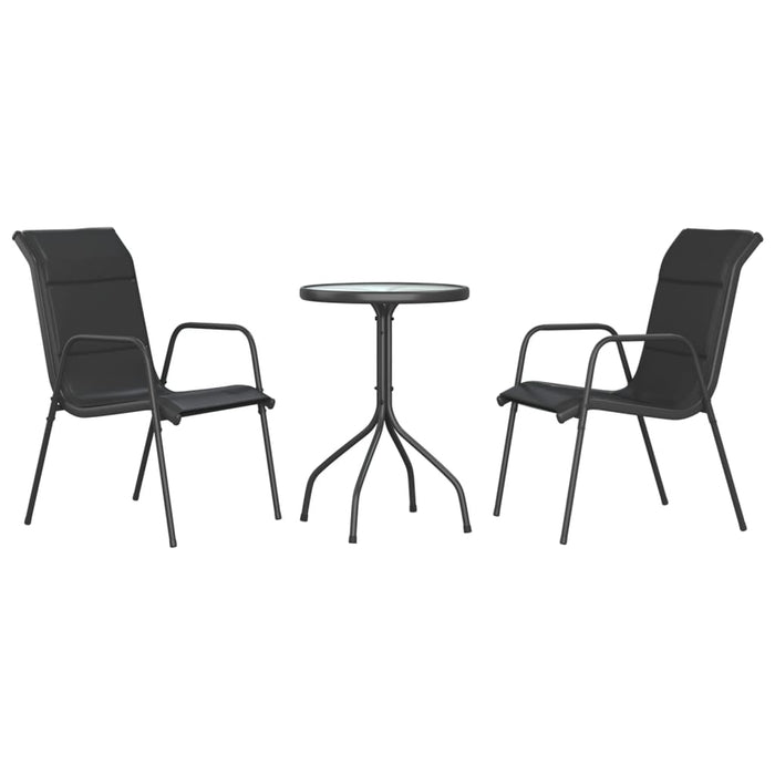 Set mobilier de grădină, 3 piese, negru, oțel - WALTI WALTI
