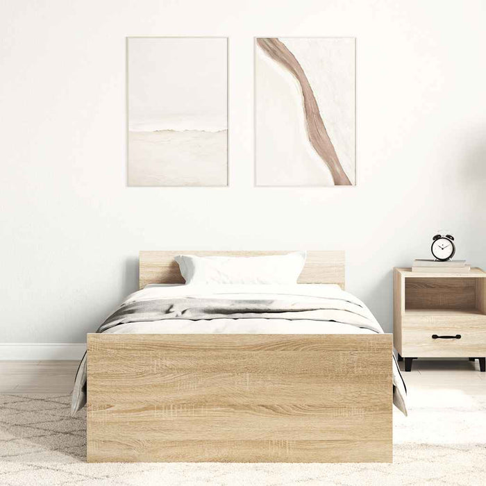 Cadru pat fără saltea stejar sonoma, 90x200 cm, lemn prelucrat - WALTI WALTI