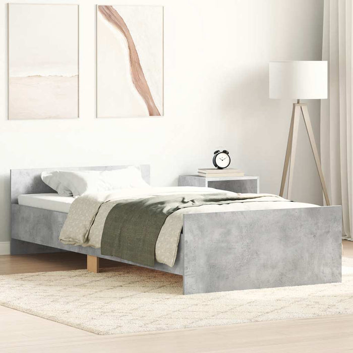 Cadru de pat, gri beton, 90x200 cm, lemn prelucrat - WALTI WALTI