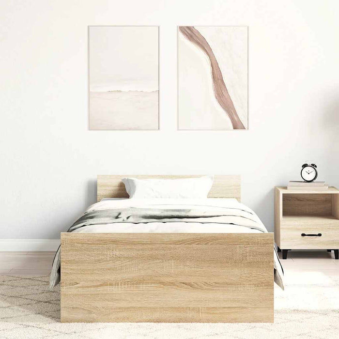Cadru pat fără saltea stejar sonoma, 90x190 cm, lemn prelucrat - WALTI WALTI