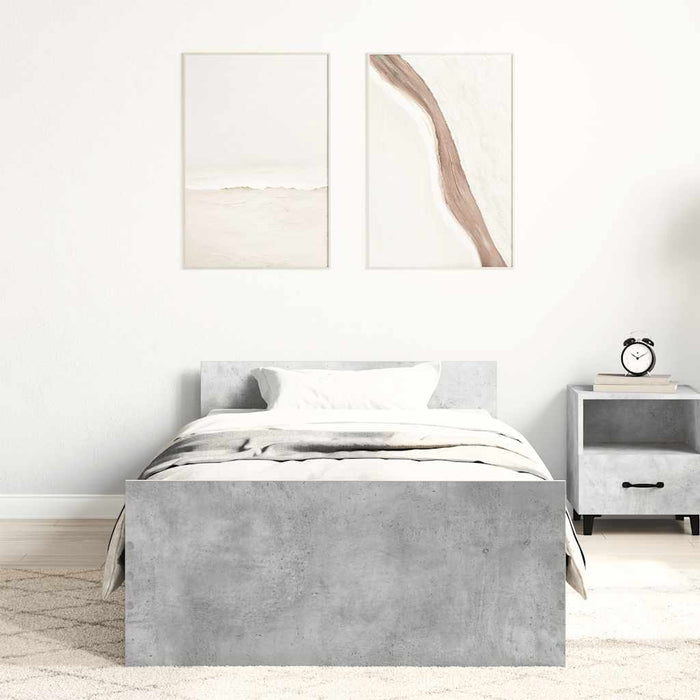 Cadru de pat, gri beton, 90x190 cm, lemn prelucrat - WALTI WALTI