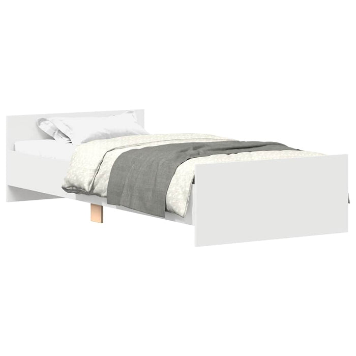 Cadru de pat mic single, alb, 75x190 cm, lemn prelucrat - WALTI WALTI