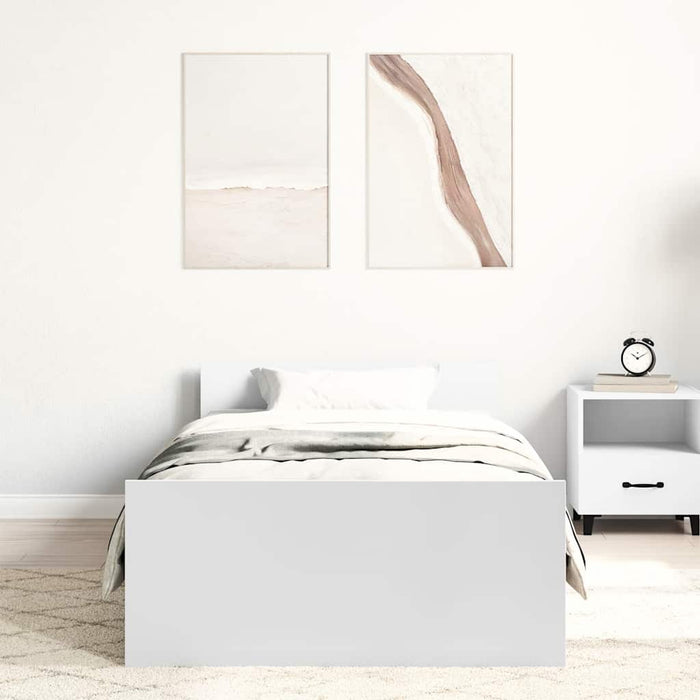 Cadru de pat mic single, alb, 75x190 cm, lemn prelucrat - WALTI WALTI