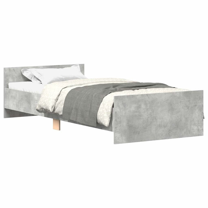 Cadru de pat mic single, gri beton, 75x190 cm, lemn prelucrat - WALTI WALTI