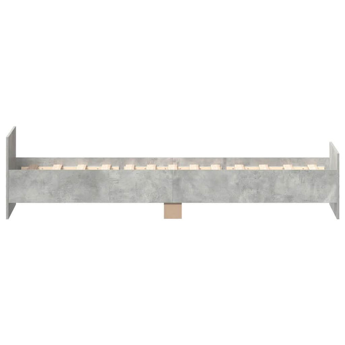 Cadru de pat mic single, gri beton, 75x190 cm, lemn prelucrat - WALTI WALTI
