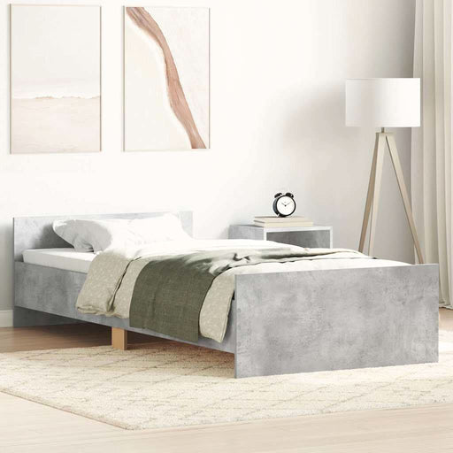 Cadru de pat mic single, gri beton, 75x190 cm, lemn prelucrat - WALTI WALTI