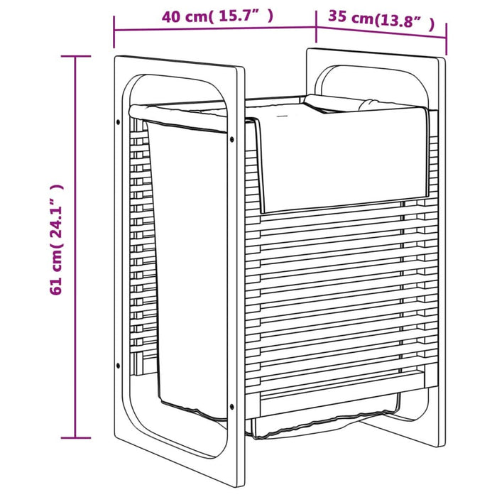 Coș de rufe cu sac gri 32x30x36,5 cm, bambus - WALTI WALTI