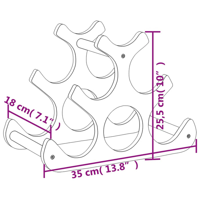Raft de vin, pentru 6 sticle, 35x18x25,5 cm, bambus - WALTI WALTI