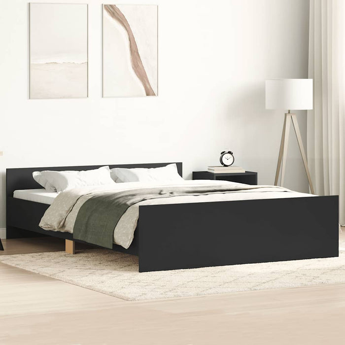 Cadru pat cu tăblie de cap/picioare, negru, 120x200 cm - WALTI WALTI