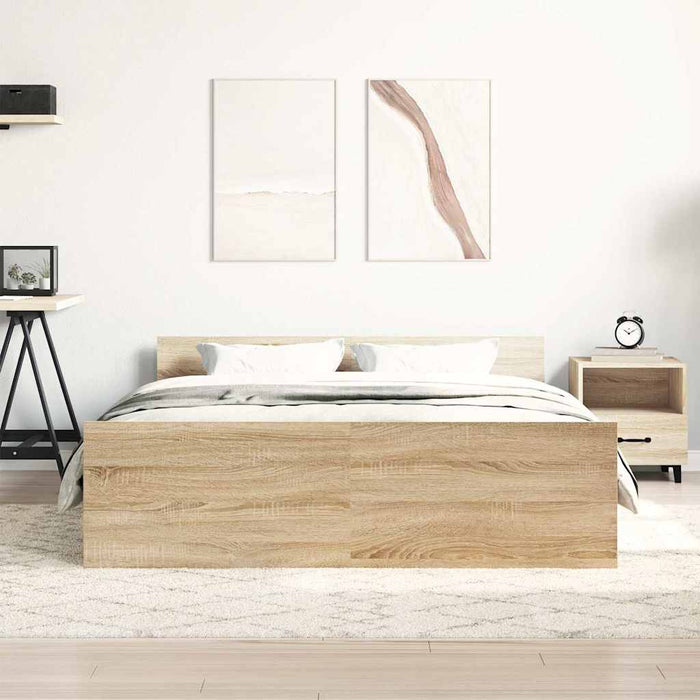 Cadru pat cu tăblie la cap/picioare, stejar sonoma, 120x200 cm - WALTI WALTI