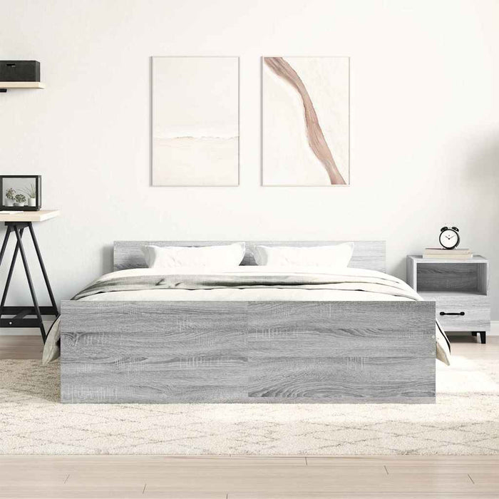 Cadru de pat cu tăblie la cap/picioare, gri sonoma, 140x200 cm - WALTI WALTI