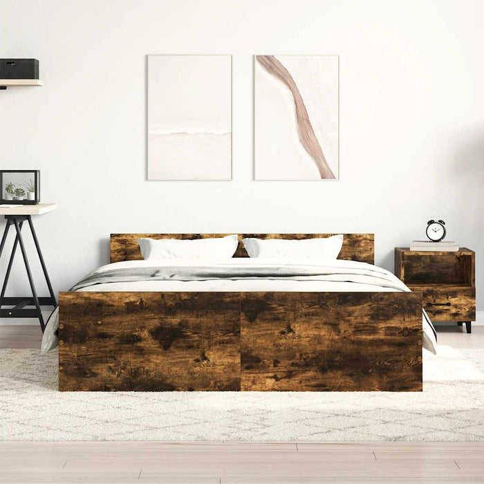 Cadru pat cu tăblie la cap/picioare, stejar fumuriu, 150x200 cm - WALTI WALTI