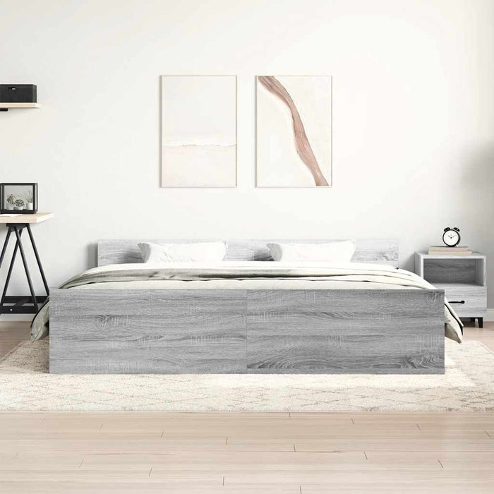 Cadru de pat cu tăblie la cap/picioare, gri sonoma, 160x200 cm - WALTI WALTI