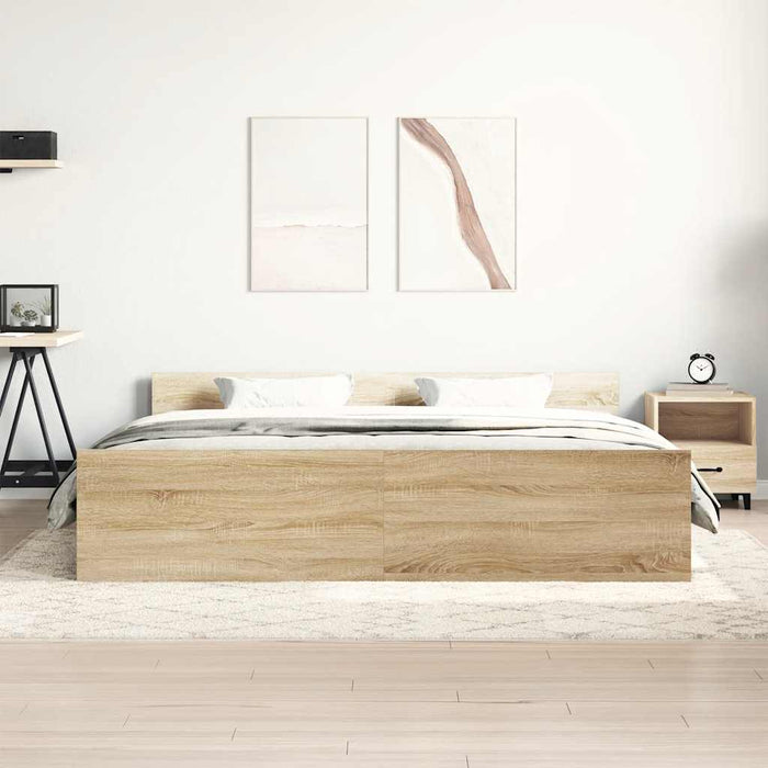 Cadru pat cu tăblie la cap/picioare, stejar sonoma, 180x200 cm - WALTI WALTI
