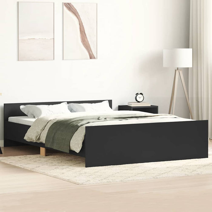 Cadru pat cu tăblie de cap/picioare, negru, 120x190 cm - WALTI WALTI