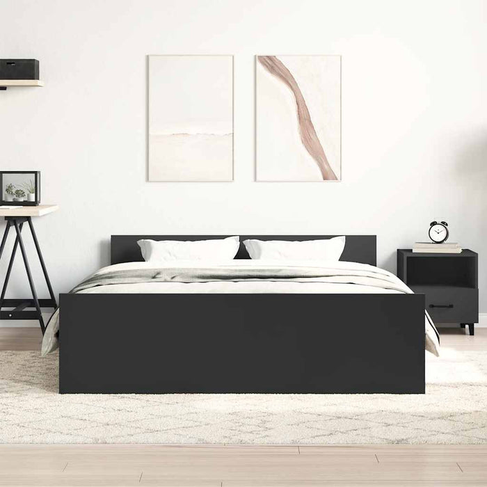 Cadru pat cu tăblie de cap/picioare, negru, 140x190 cm - WALTI WALTI