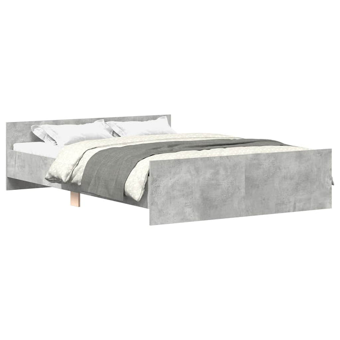Cadru de pat cu tăblie la cap/picioare, gri beton, 135x190 cm - WALTI WALTI