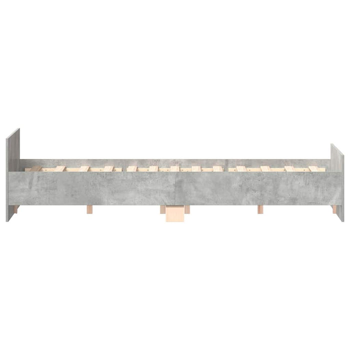 Cadru de pat cu tăblie la cap/picioare, gri beton, 135x190 cm - WALTI WALTI