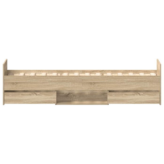 Cadru pat cu tăblie la cap/picioare, stejar sonoma, 100x200 cm - WALTI WALTI