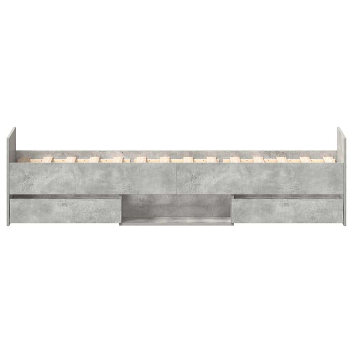 Cadru de pat cu tăblie la cap/picioare, gri beton, 100x200 cm - WALTI WALTI