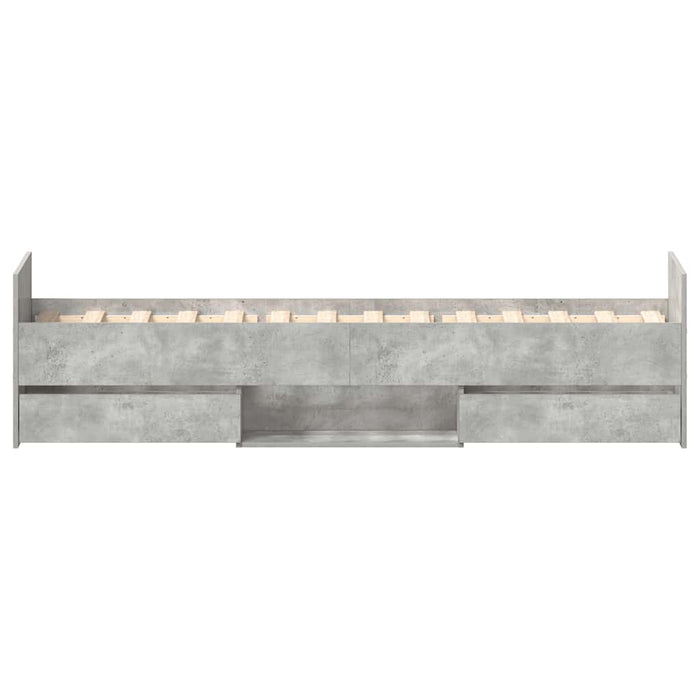 Cadru de pat cu tăblie la cap/picioare, gri beton, 90x200 cm - WALTI WALTI