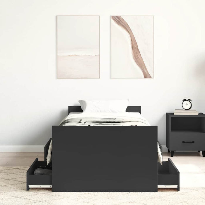 Cadru pat cu tăblii de cap/picioare, negru, 90x190 cm - WALTI WALTI