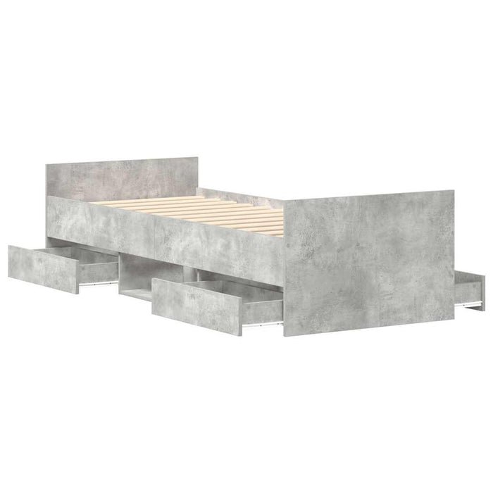 Cadru de pat cu tăblie la cap/picioare, gri beton, 90x190 cm - WALTI WALTI