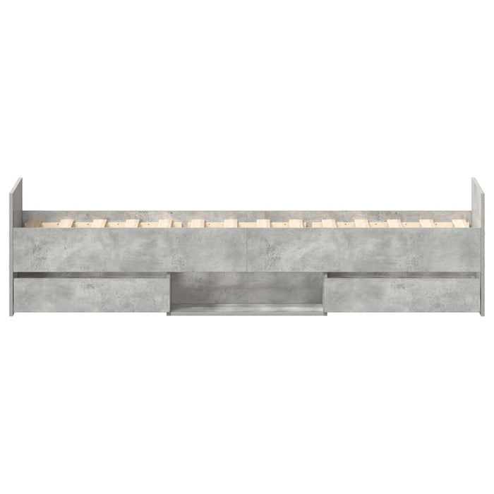 Cadru de pat cu tăblie la cap/picioare, gri beton, 90x190 cm - WALTI WALTI