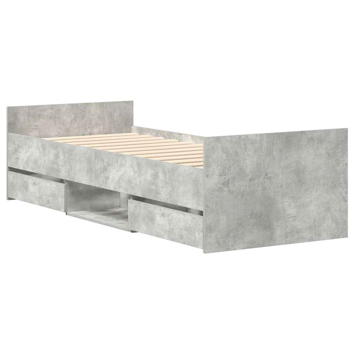 Cadru de pat cu tăblie la cap/picioare, gri beton, 75x190 cm - WALTI WALTI