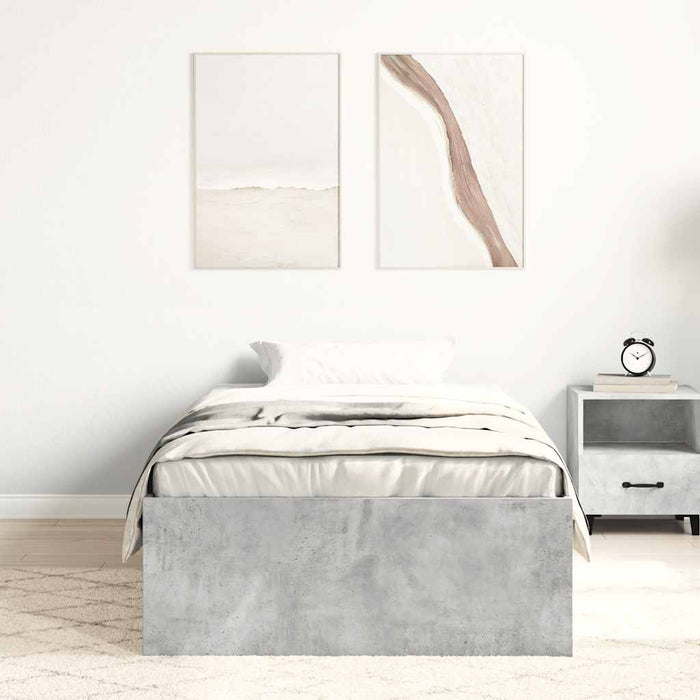 Cadru de pat mic single, gri beton, 75x190 cm - WALTI WALTI